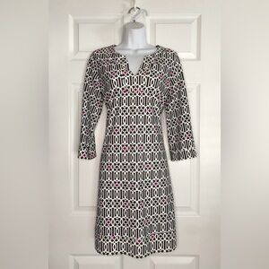 Jude Connally Women’s Brown & White Geometric Dress with Pink Accents M